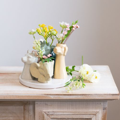 Artikel Keramik-Vasen mit Tiermotiven, 6er-Set, Dekofiguren für stilvolle Raumgestaltung, 13 cm