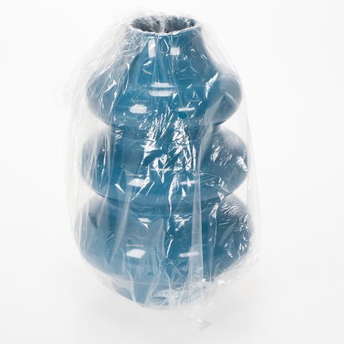 Artikel Blaue Keramikvase mit wellenförmiger Oberfläche 23cm