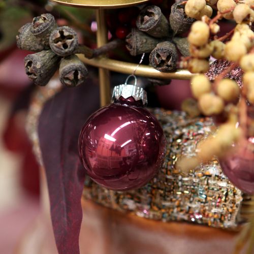 Artikel Weihnachtskugeln Glas Mini in Berry, Beige &amp; Rosa Ø3cm, glänzend, 22er Set für stimmungsvolle Deko