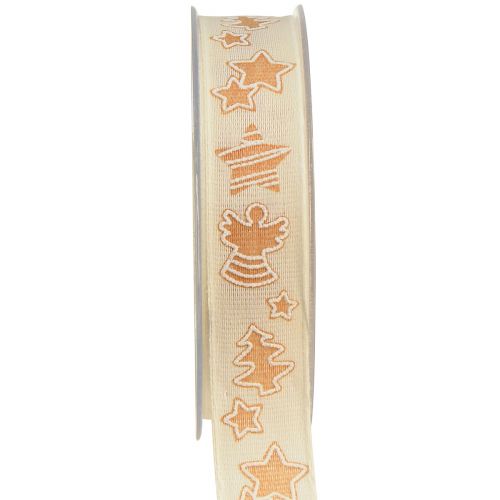 Floristik21 Weihnachtsband Honigkuchen Nachhaltiges Geschenkband Creme 25mm 15m