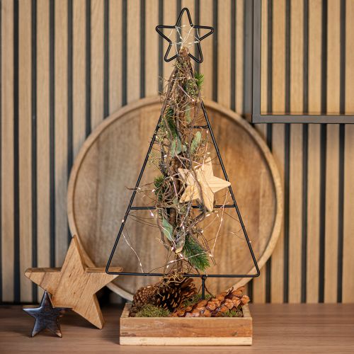 Floristik21 Weihnachtsbaum aus Metall mit Stern und Tablett – 25x18x66 cm – Moderne Festtagsdekoration