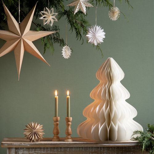 Floristik21 Elegante Papier-Tanne zum Hängen Weiß 40cm für Weihnachtsdeko