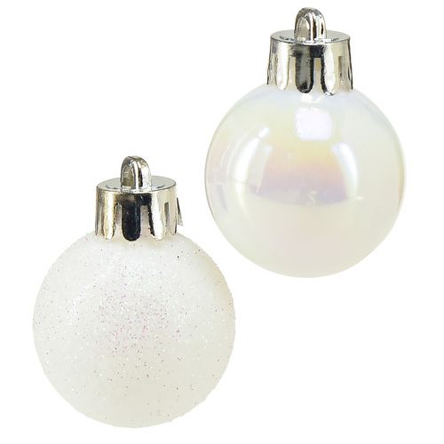 Floristik21 Weihnachtskugeln Perlmutt Weiß Kunststoff Ø3cm 14St