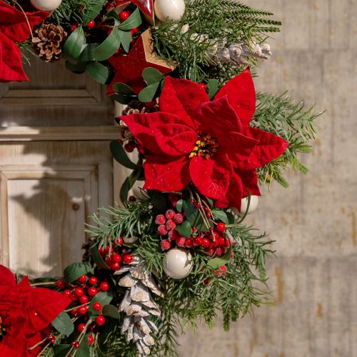 Floristik21 Weihnachtsstern Künstlich Rot Grün L57cm – Festliche Deko für Gastronomie und Events