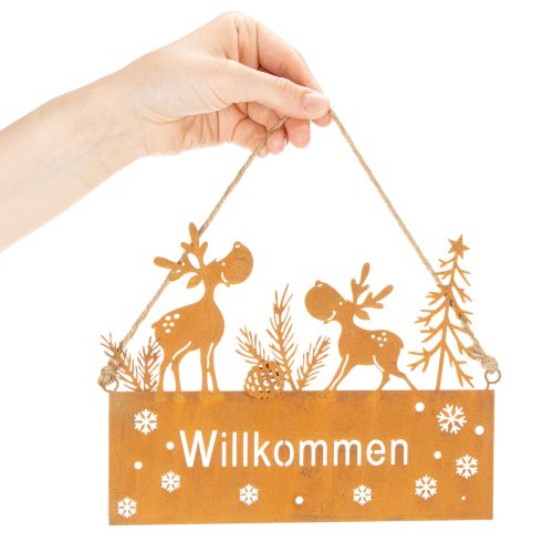 Willkommensschild Edelrost Rentier Winterdeko L22cm 2St | Floristik21.de