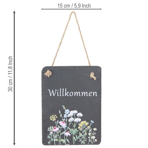 Artikel Willkommensschild Schieferplatte 20x15cm Hängedeko Set 2St