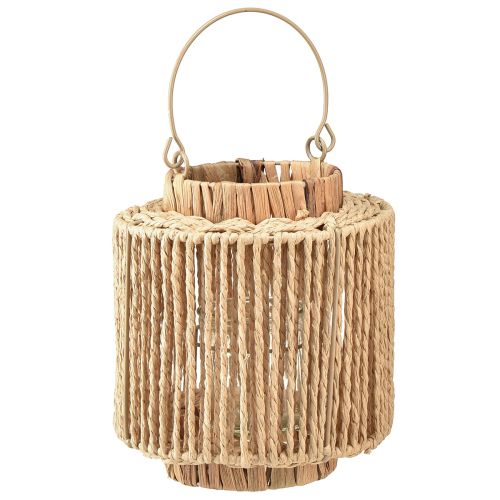 Artikel Charmantes Windlicht Naturfaser Metall Ø19cm H21cm - Stimmungsvolle Deko-Beleuchtung