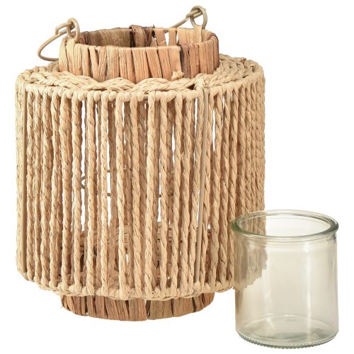 Artikel Charmantes Windlicht Naturfaser Metall Ø19cm H21cm - Stimmungsvolle Deko-Beleuchtung
