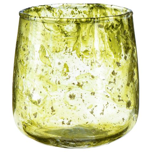 Floristik21 Windlicht Glas Deko Vintage Gelbgrün Ø9cm H9,5cm