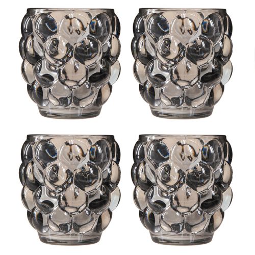 Artikel Grau getöntes Windlicht-Glas 4er Set Ø9cm H9,5cm für Innen & Außen