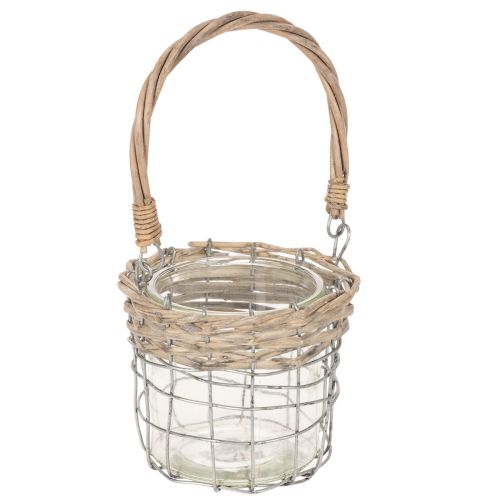 Windlicht Hängedeko Metall Glas Weide 2er Set Garten Balkon Vintage einkaufen | Floristik21.de