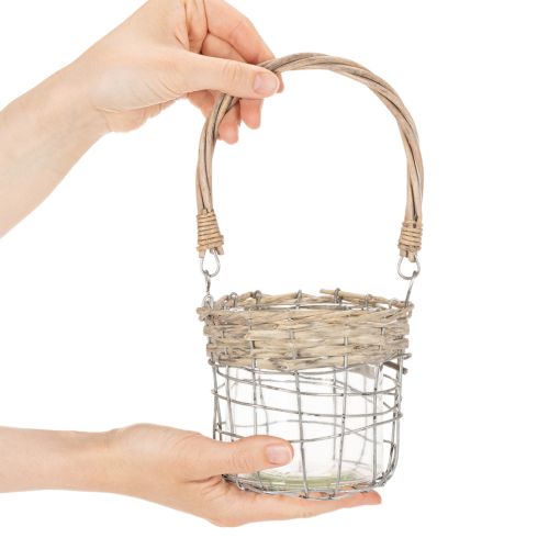 Windlicht Hängedeko Metall Glas Weide 2er Set Garten Balkon Vintage | Floristik21.de