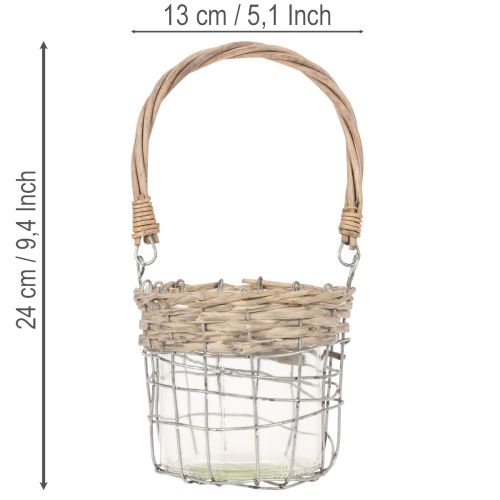Windlicht Hängedeko Metall Glas Weide 2er Set Garten Balkon Vintage | Floristik21.de