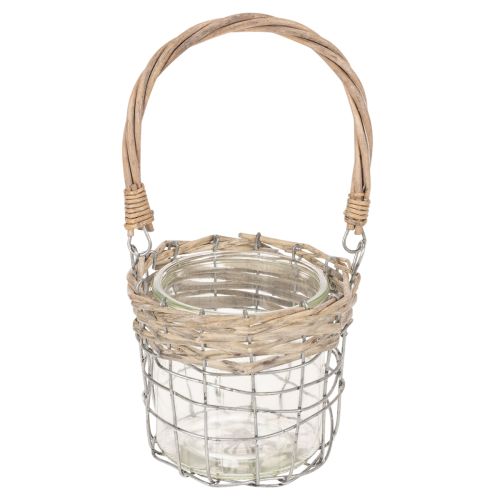 Windlicht Hängedeko Metall Glas Weide 2er Set Garten Balkon Vintage | Floristik21.de