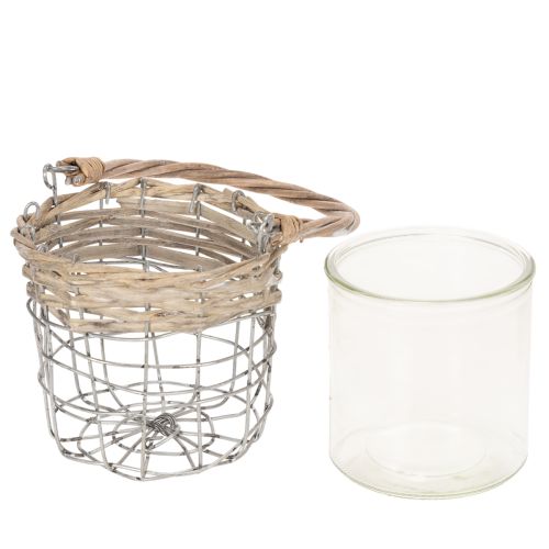 Windlicht Hängedeko Metall Glas Weide 2er Set Garten Balkon Vintage | Floristik21.de