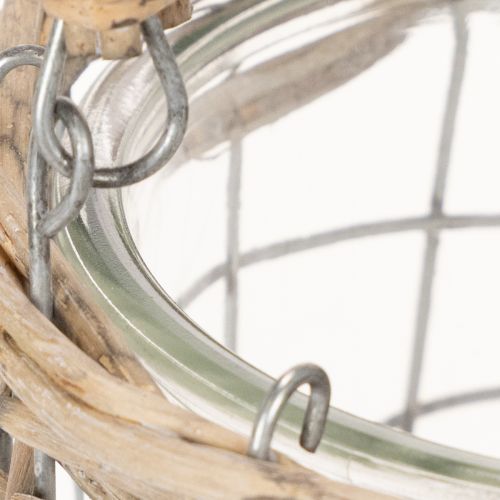 Windlicht Hängend Glas Metall Weide Ø14,5cm Vintage Charme 2er Set | Floristik21.de