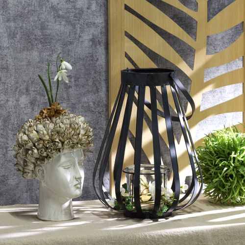 Artikel Windlicht Metall Glas Anthrazit 23cm Laterne Deko Garten