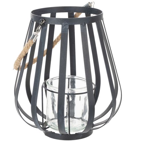 Windlicht Metall Glas Anthrazit 23cm Laterne Deko Garten | Floristik21.de