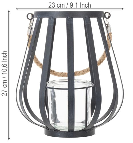 Artikel Windlicht Metall Glas Anthrazit 23cm Laterne Deko Garten