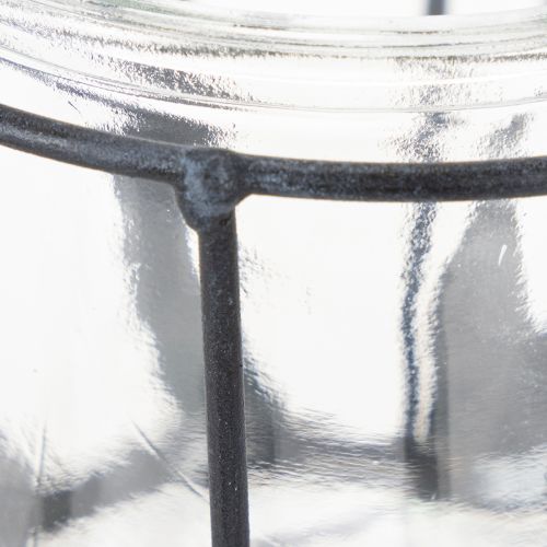 Windlicht Metall Glas Anthrazit 23cm Laterne Deko Garten | Floristik21.de