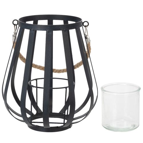 Artikel Windlicht Metall Glas Anthrazit 23cm Laterne Deko Garten