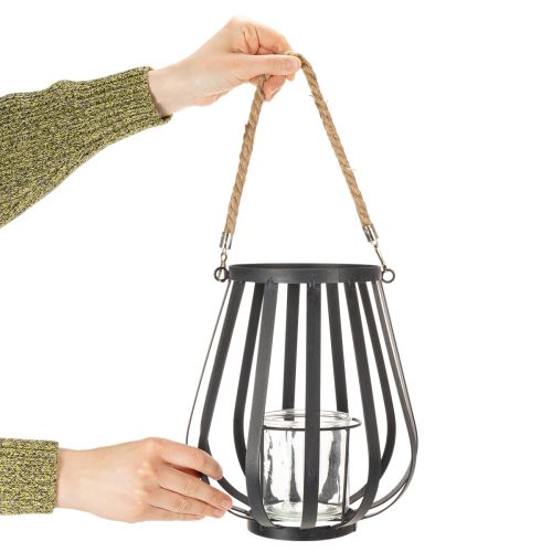 Artikel Windlicht Metall Glas Anthrazit 23cm Laterne Deko Garten