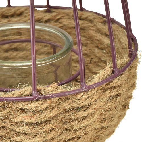 Artikel Windlicht mit Henkel und Glas in Lila &amp; Natur - Stilvoller Hingucker für Innen &amp; Außen Ø18cm H22cm