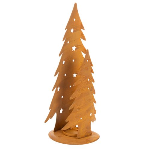 Windlicht Tannenbäume, Metalldeko in Edelrost, Weihnachten H46cm B25,5cm einkaufen | Floristik21.de