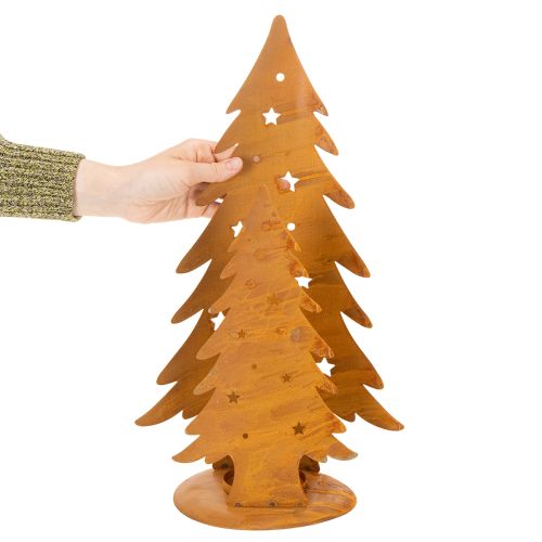 Windlicht Tannenbäume, Metalldeko in Edelrost, Weihnachten H46cm B25,5cm | Floristik21.de