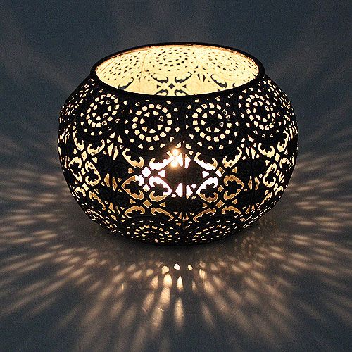 Floristik21 Metallwindlicht Silber orientalisch Ø17,5cm H12cm