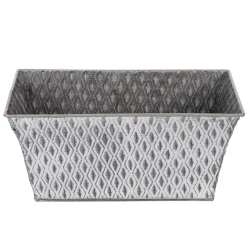 Zinkschale mit Rautenmuster 26cm x 15,5cm | Floristik21.de