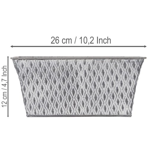 Zinkschale mit Rautenmuster 26cm x 15,5cm | Floristik21.de