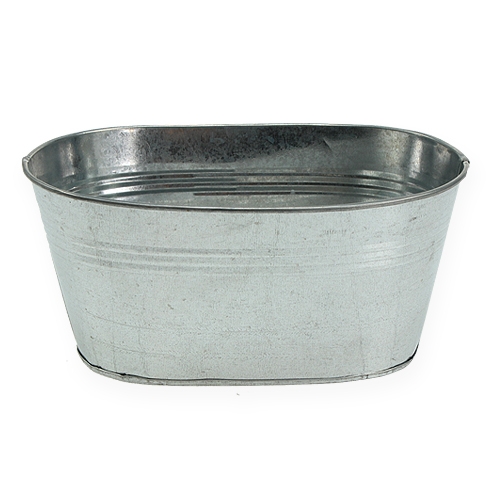 Floristik21 Zinkschale oval Silber 21,5cm x 14cm x 10cm 6 St