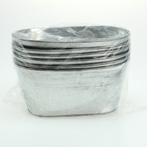Floristik21 Zinkschale oval Silber 21,5cm x 14cm x 10cm 6 St