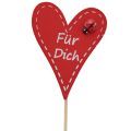 Floristik21 Blumenstecker Holz Herzen Rot und Weiß 7,5×6cm 18St