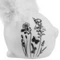 Floristik21 Keramikhasen Weiß Sitzend Blumen Federn 9×7×14cm 2St
