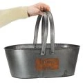 Pflanzkorb “Grünes Glück”, Metalldeko zum Bepflanzen, Gartendeko Silbern, Edelrost L40cm H15cm | Floristik21.de