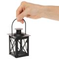 Laterne Schwarz aus Metall und Glas mit Henkel für Teelicht, 16 cm | Floristik21.de
