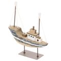 Floristik21 Maritimes Holzschiff mit Metallständer 20 cm mehrfarbig