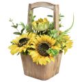 Floristik21 Sonnenblumen künstlich Blumengesteck im Holztopf H31cm