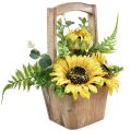 Floristik21 Sonnenblumen künstlich Blumengesteck im Holztopf H31cm