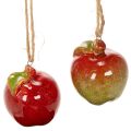 Floristik21 Keramikapfel Herbstdeko zum Hängen 5cm rot-grün 4er Set