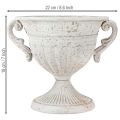 Antik Metall Pokal mit Henkeln Deko Vintage Grau Weiß 18cm | Floristik21.de
