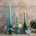 Tannenbaum Kunstbaum schlank mit Holzfuß 40cm türkis | Floristik21.de