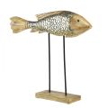 Floristik21 Holzfisch mit Metall Dekor Fisch Deko 35x7x29,5cm