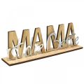 Floristik21 Schriftzug „Mama“, Geschenk zum Muttertag, Holzdeko zum Stellen Natur, Silbern L22cm H7cm 3St