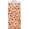 Dekoband Stoff Beige Zweige Rote Glitterbeeren 40mm 15m für Innenbereich | Floristik21.de