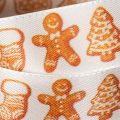 Polyester Geschenkband 25mm 18m Weiß Lebkuchen-Motive Weihnachtsdekoration | Floristik21.de
