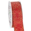 Floristik21 Geschenkband Polyester mit Drahtkante 40mm x 15m Rot-Gold