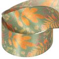 Dekoband Kunstseide Blattmotiv Herbstfarben 40mm x 15m | Floristik21.de